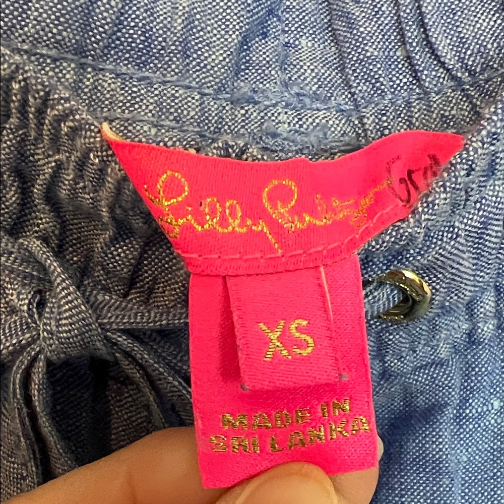 Lilly Pulitzer Blue Linen Taron Pants Size XS Coastal Beachs Chambray - Picture 2 of 7
